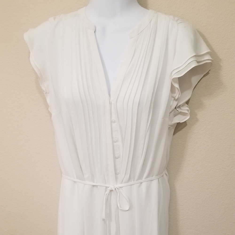 White hald button down dress